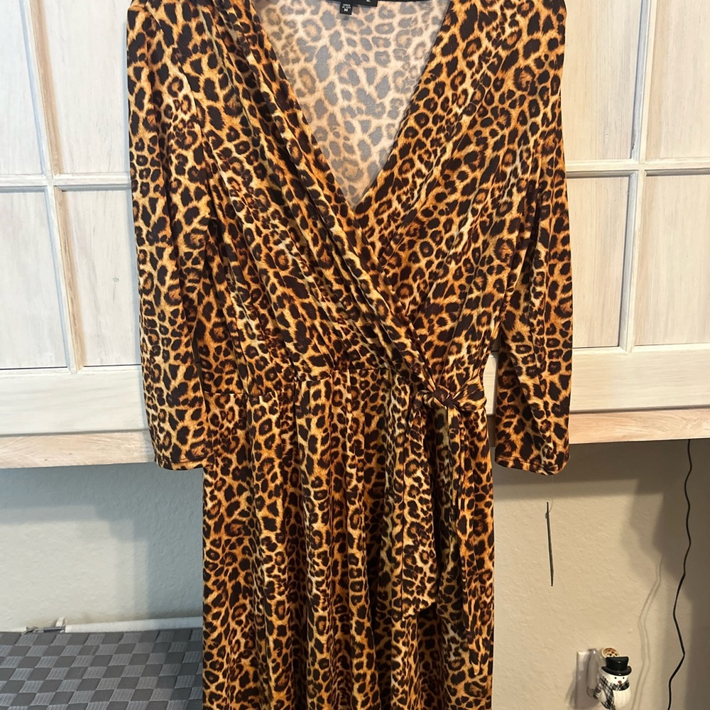 Tiana B. Leopard Print Wrap Dress - Brown & Black